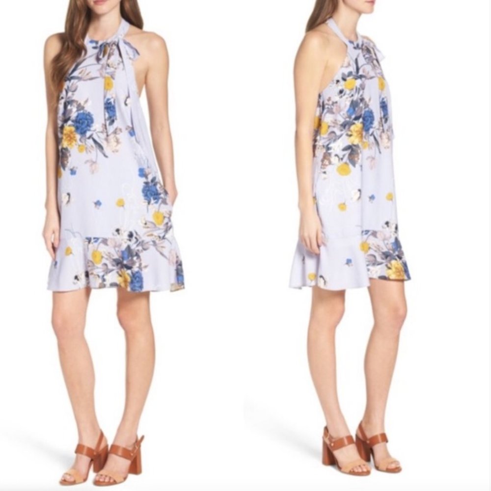 Chelsea28 Lilac Floral Halter Dress Size S
